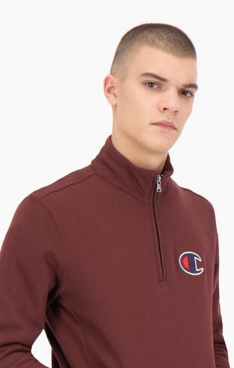 Sudaderas Champion Half Zip-Up Gamuza C Sweatshirt Marrones | 8246-DHAET