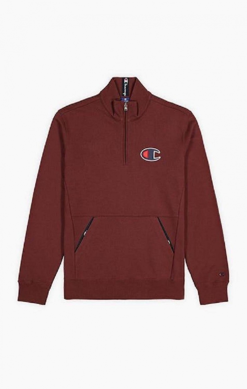 Sudaderas Champion Half Zip-Up Gamuza C Sweatshirt Marrones | 8246-DHAET