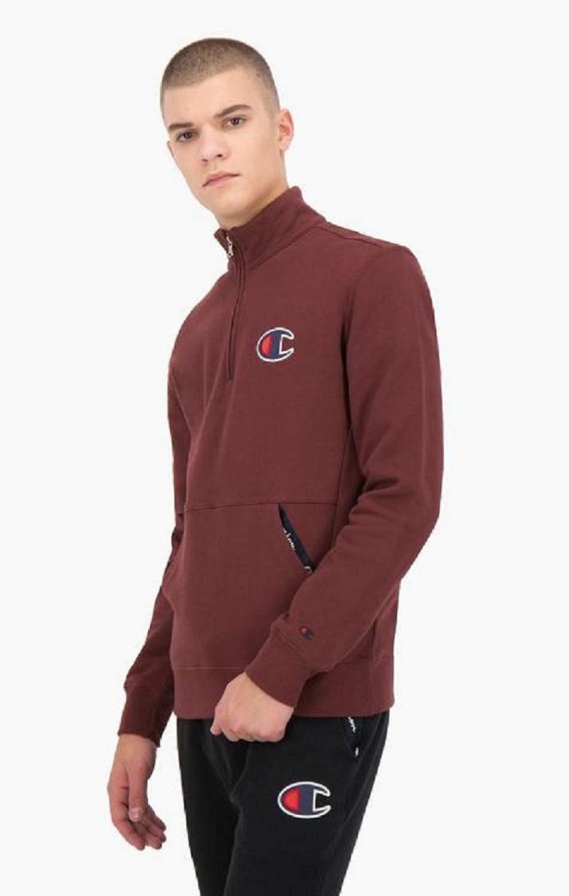 Sudaderas Champion Half Zip-Up Gamuza C Sweatshirt Marrones | 8246-DHAET