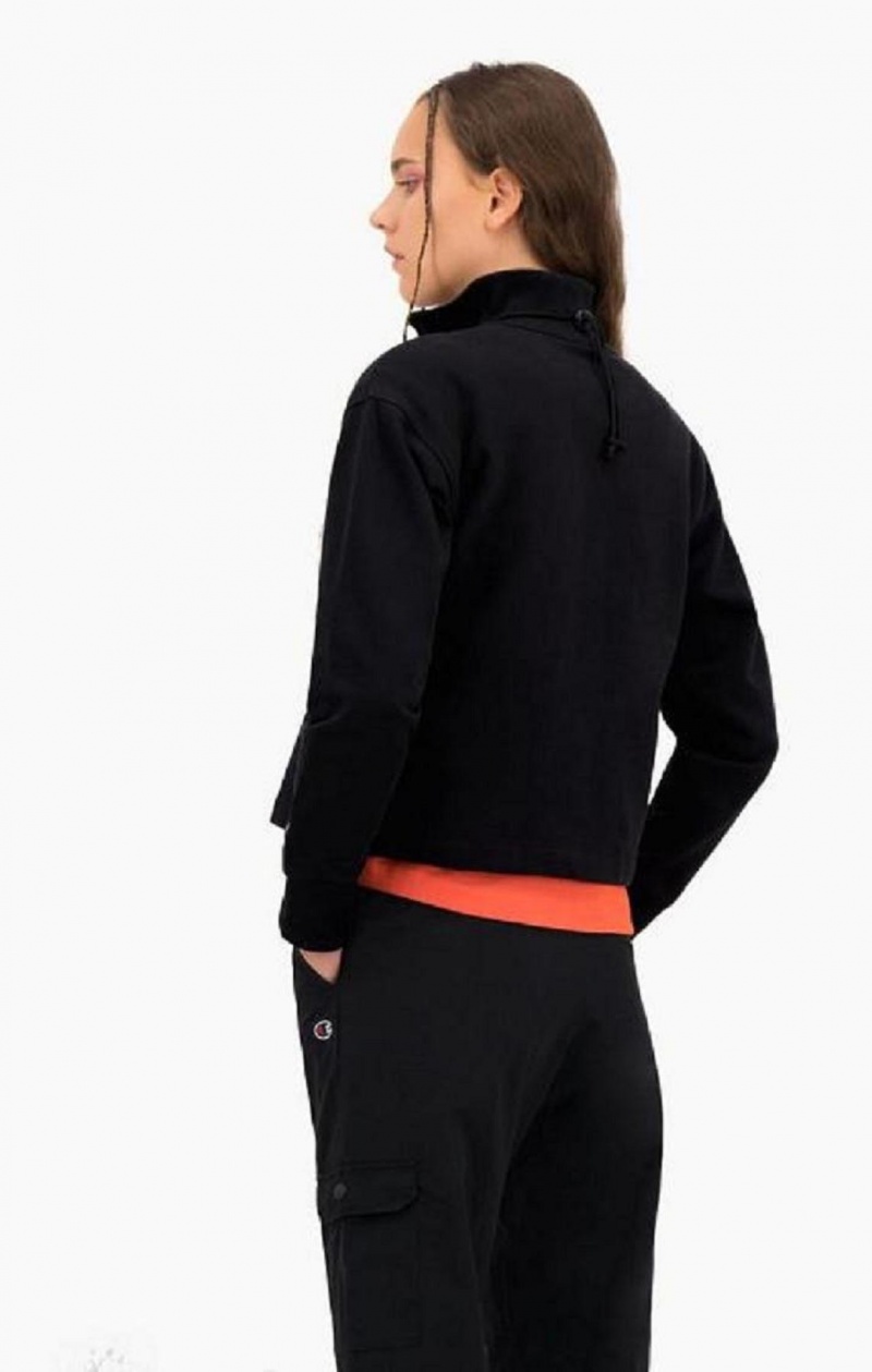 Sudaderas Champion Half Zip-Up High Neck Fleece Cropped Sweatshirt Negras | 4098-VAKRG