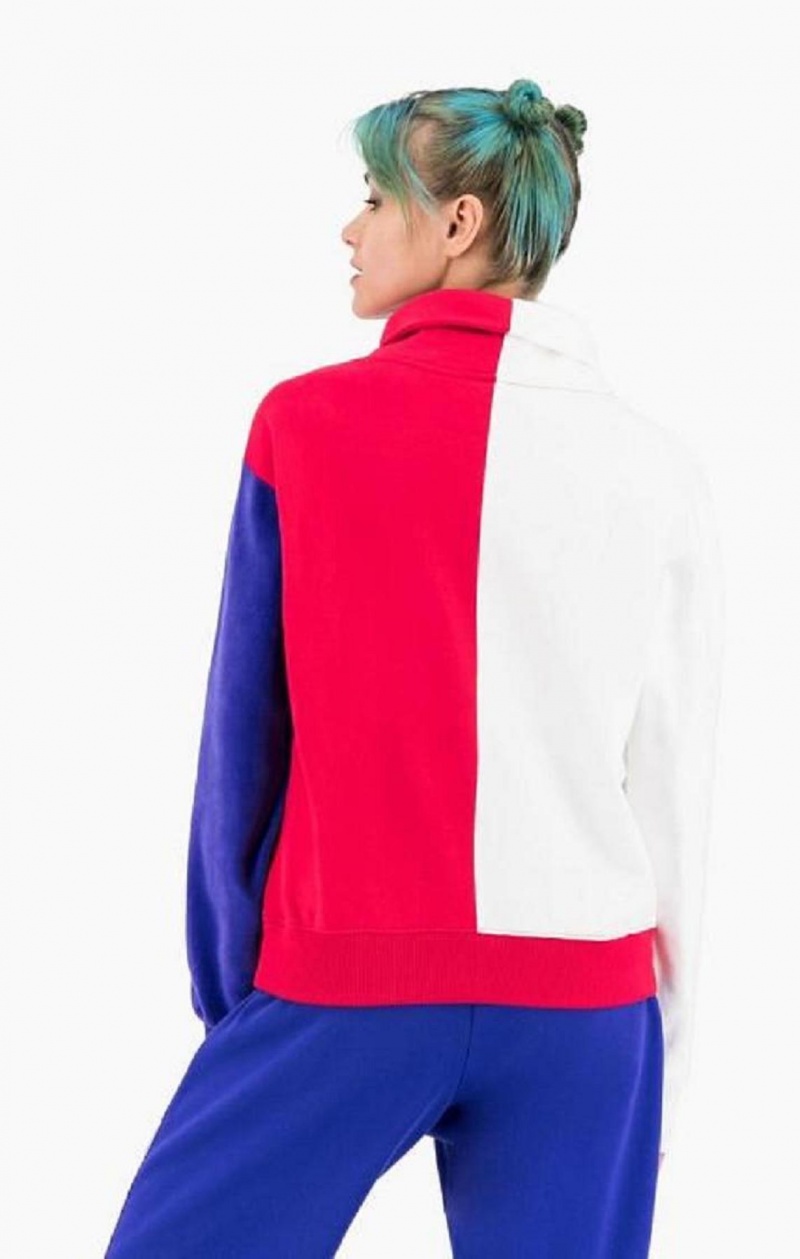 Sudaderas Champion High Neck Colour Block Retro Sweatshirt Rojas Blancas | 7821-TECDJ