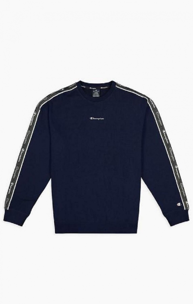 Sudaderas Champion Jacquard Logo Tape Sweatshirt Azules Oscuro | 1479-GRWMP