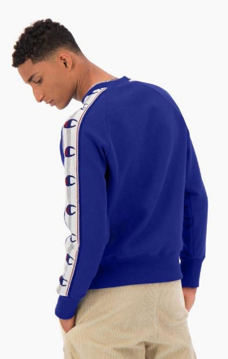 Sudaderas Champion Jacquard Logo Tape Sweatshirt Azules | 1283-RJXPG