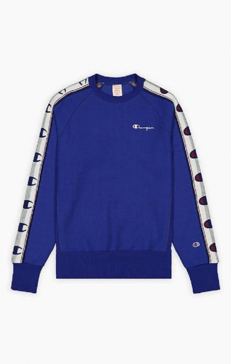 Sudaderas Champion Jacquard Logo Tape Sweatshirt Azules | 1283-RJXPG