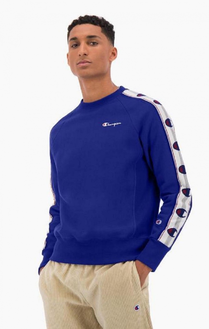 Sudaderas Champion Jacquard Logo Tape Sweatshirt Azules | 1283-RJXPG