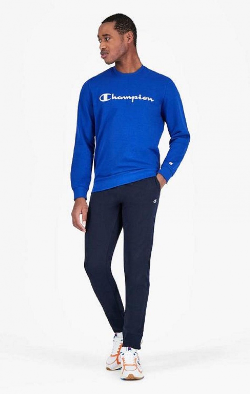 Sudaderas Champion Mesh Effect Script Logo Sweatshirt Azules | 8792-WLFKV