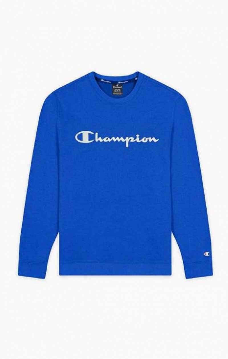 Sudaderas Champion Mesh Effect Script Logo Sweatshirt Azules | 8792-WLFKV