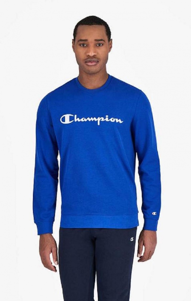 Sudaderas Champion Mesh Effect Script Logo Sweatshirt Azules | 8792-WLFKV