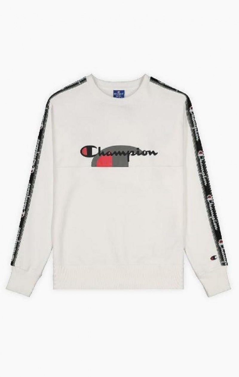 Sudaderas Champion Multi Logo Jacquard Tape Sweatshirt Blancas | 8063-TFQVW