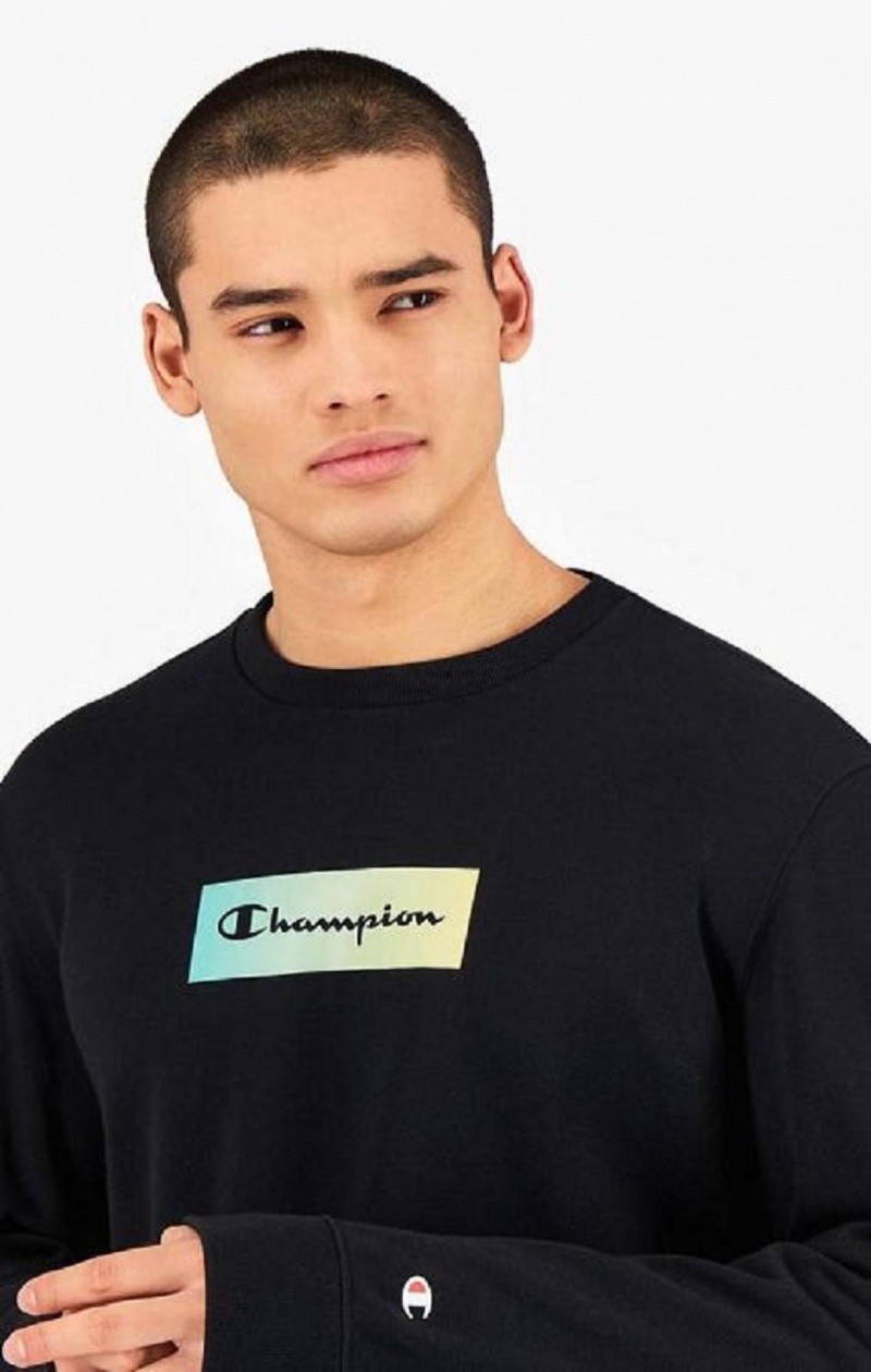 Sudaderas Champion Rainbow Box Script Logo Sweatshirt Negras | 2037-FOMZJ