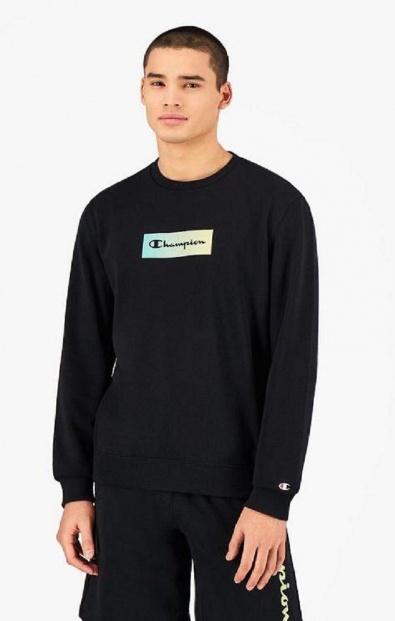 Sudaderas Champion Rainbow Box Script Logo Sweatshirt Negras | 2037-FOMZJ