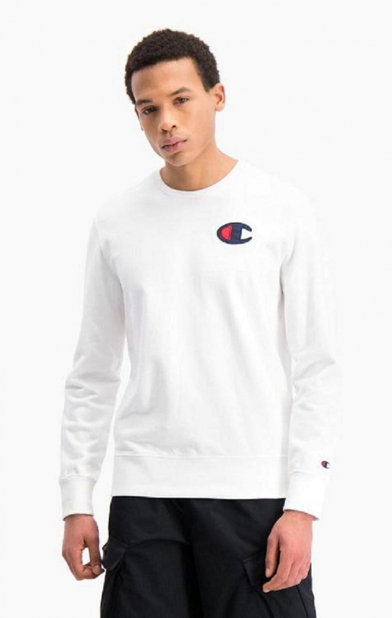 Sudaderas Champion Satin C Logo Algodon Terry Sweatshirt Blancas | 2479-TVZRN