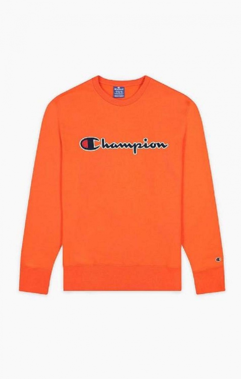 Sudaderas Champion Satin Stitch Script Logo Fleece Sweatshirt Rojas | 0318-RVNAS