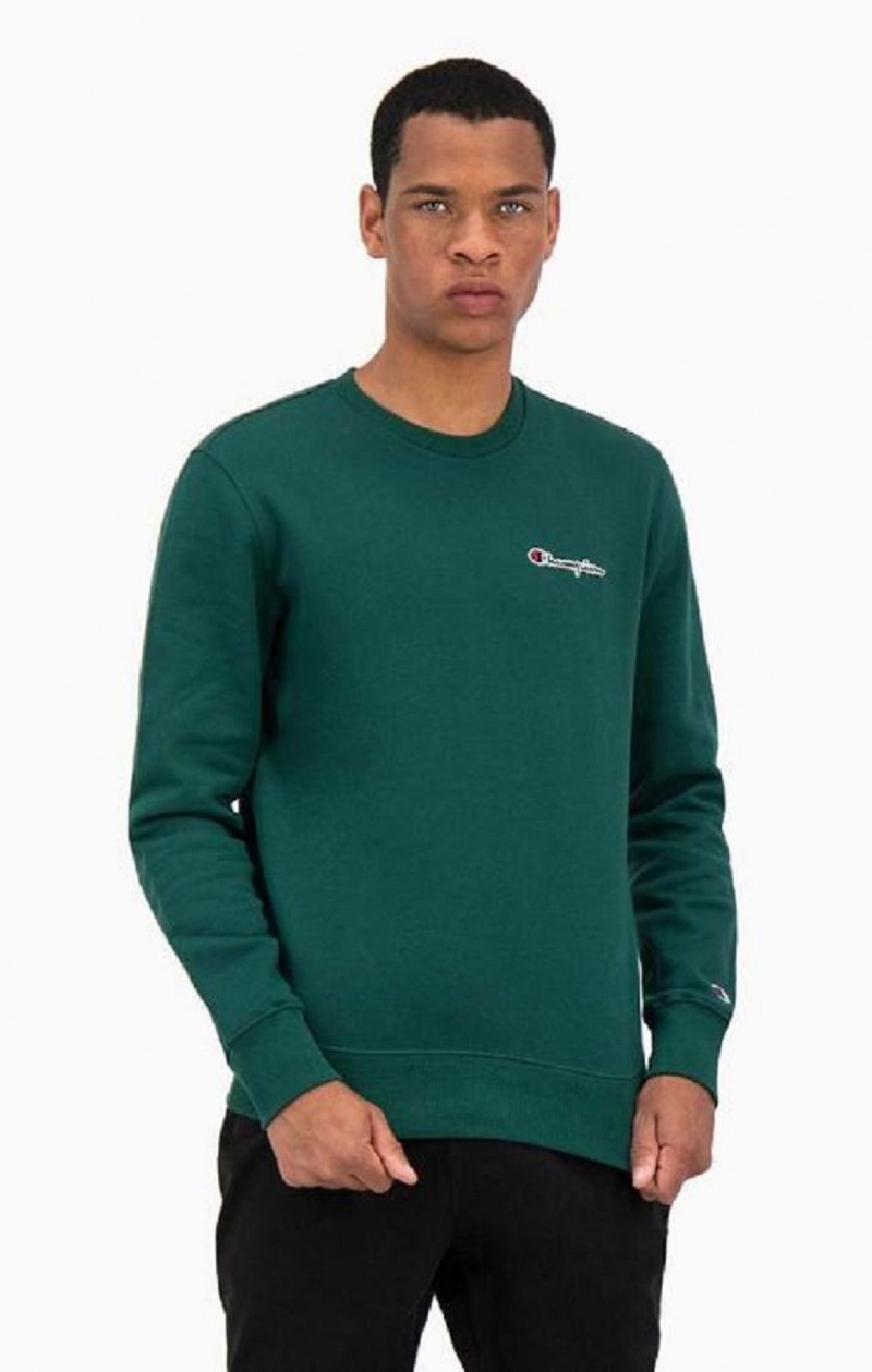 Sudaderas Champion Satin Stitch Script Logo Fleece Sweatshirt Verde Claro | 2639-EOFZM