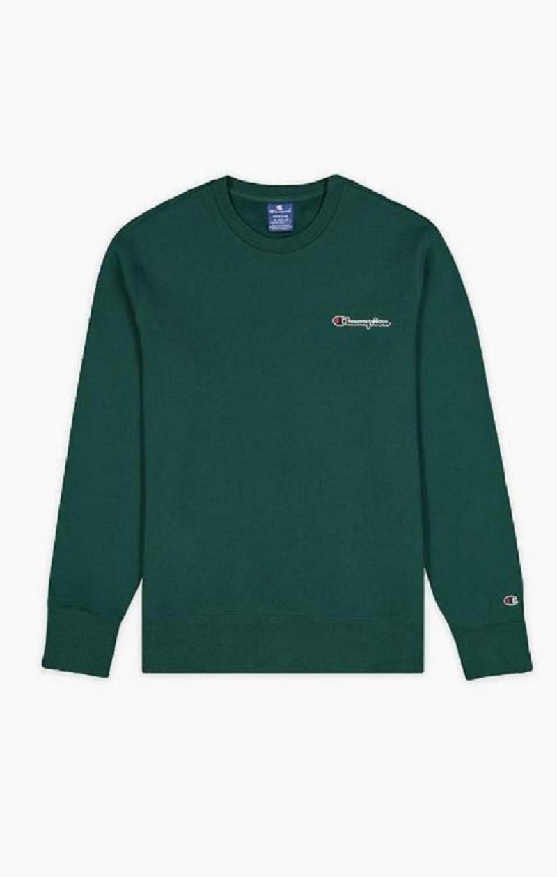 Sudaderas Champion Satin Stitch Script Logo Fleece Sweatshirt Verde Claro | 2639-EOFZM