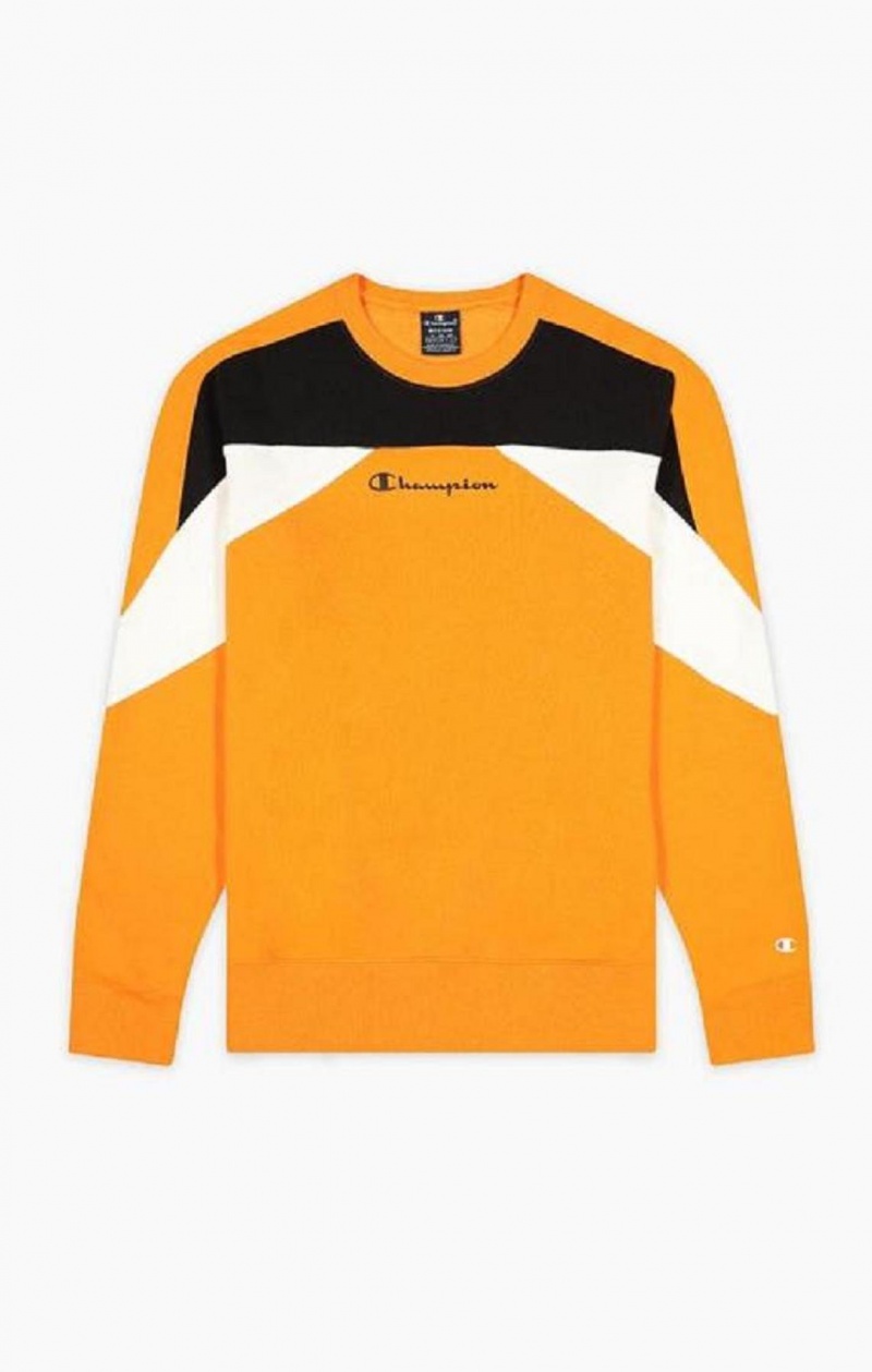 Sudaderas Champion Script Logo Colour Block Fleece Sweatshirt Naranjas | 5214-YLGSA