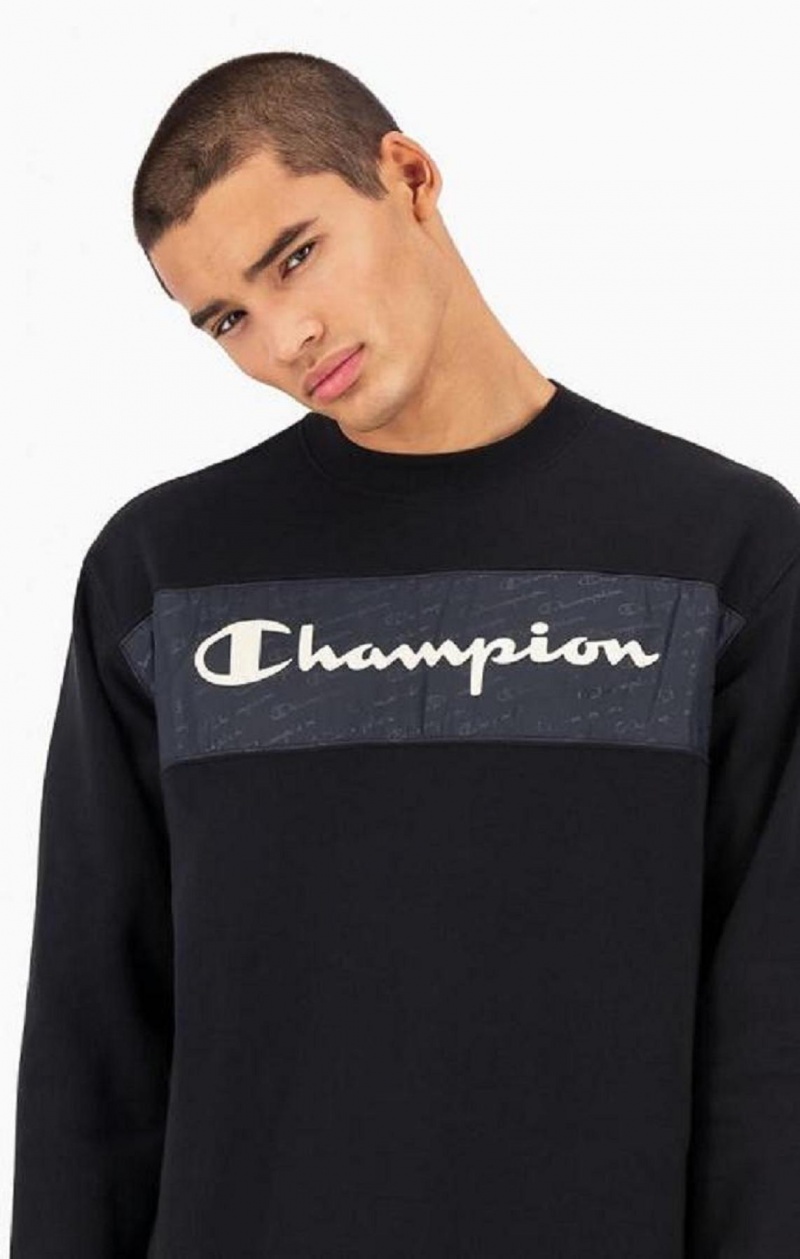 Sudaderas Champion Script Logo Insert Fleece Sweatshirt Negras | 6123-QDTCW