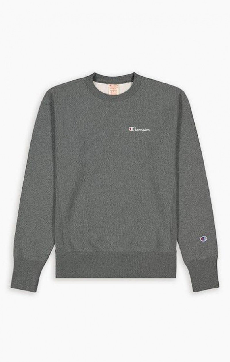 Sudaderas Champion Script Logo Reverse Weave Sweatshirt Gris Oscuro | 6182-EHKOM