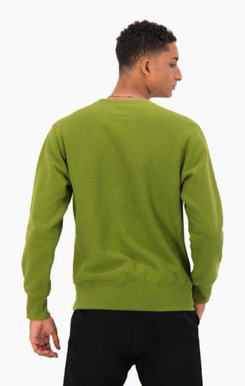 Sudaderas Champion Script Logo Reverse Weave Sweatshirt Verde | 3620-KVPML