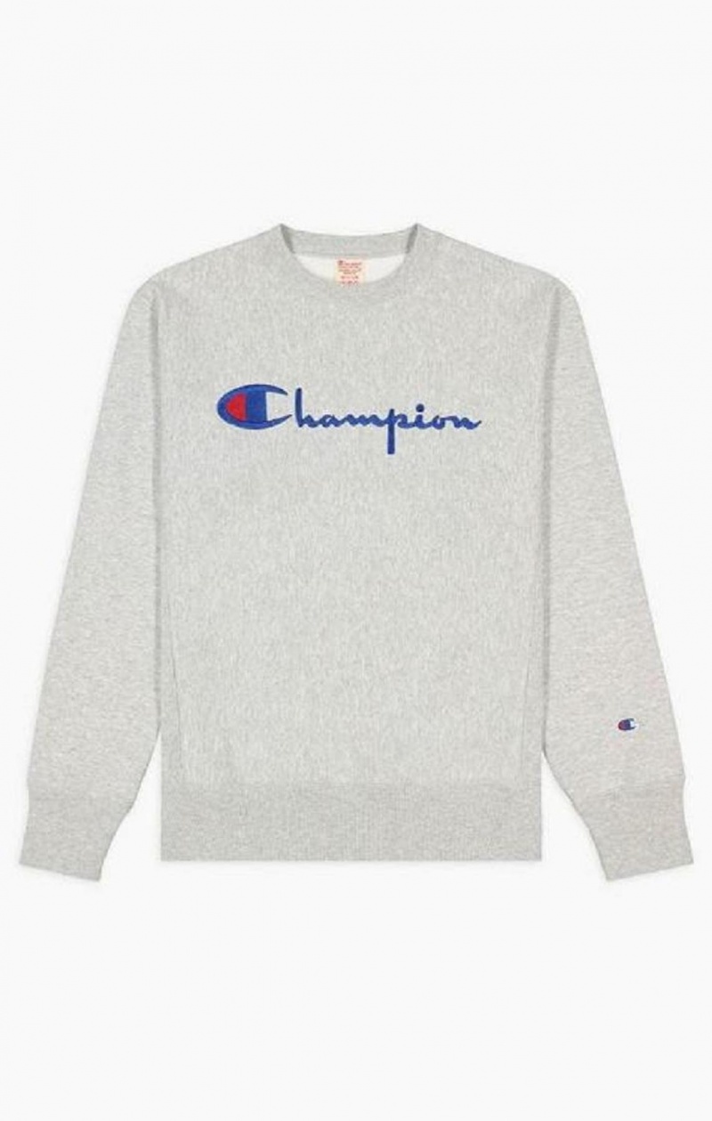 Sudaderas Champion Script Logo Reverse Weave Sweatshirt Gris | 0942-TYHUV