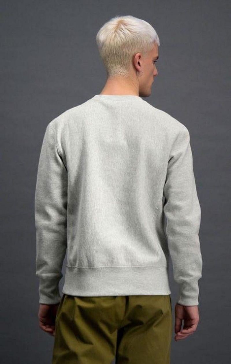 Sudaderas Champion Script Logo Reverse Weave Sweatshirt Gris Claro | 9471-URHYF