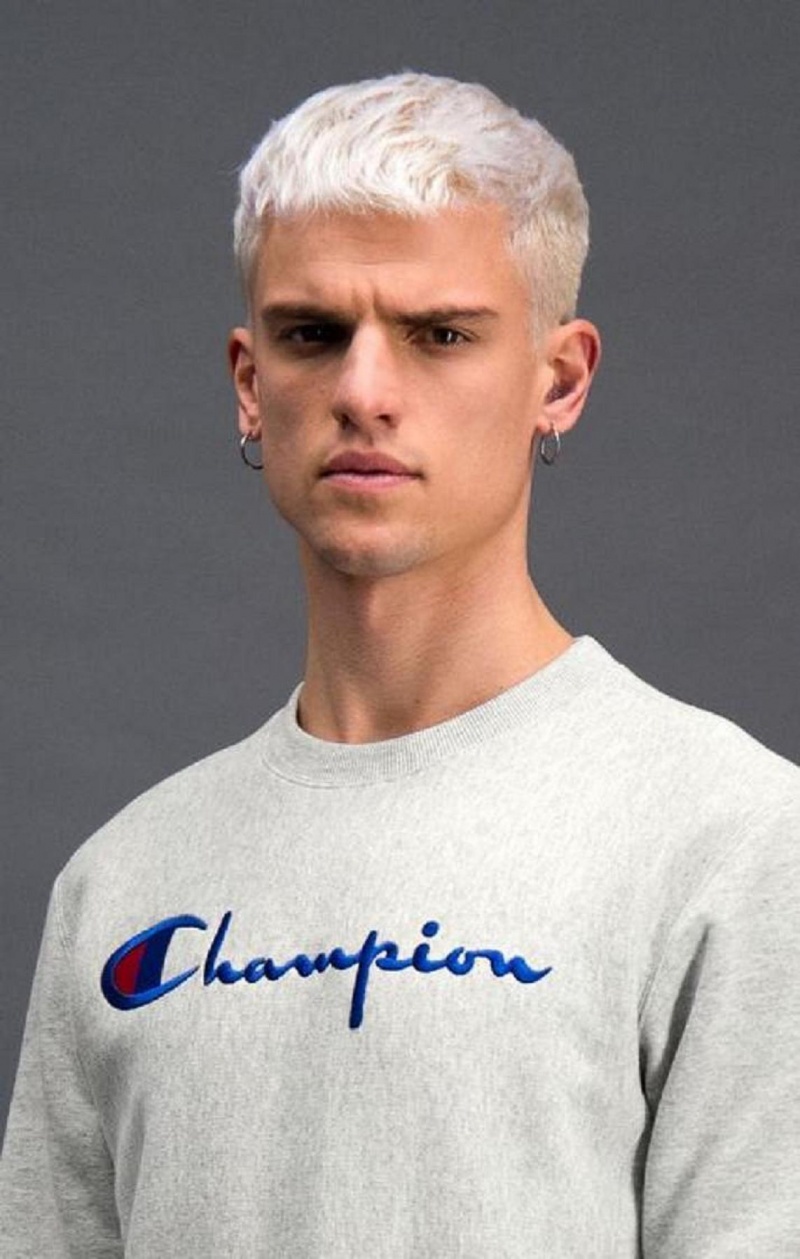 Sudaderas Champion Script Logo Reverse Weave Sweatshirt Gris Claro | 9471-URHYF