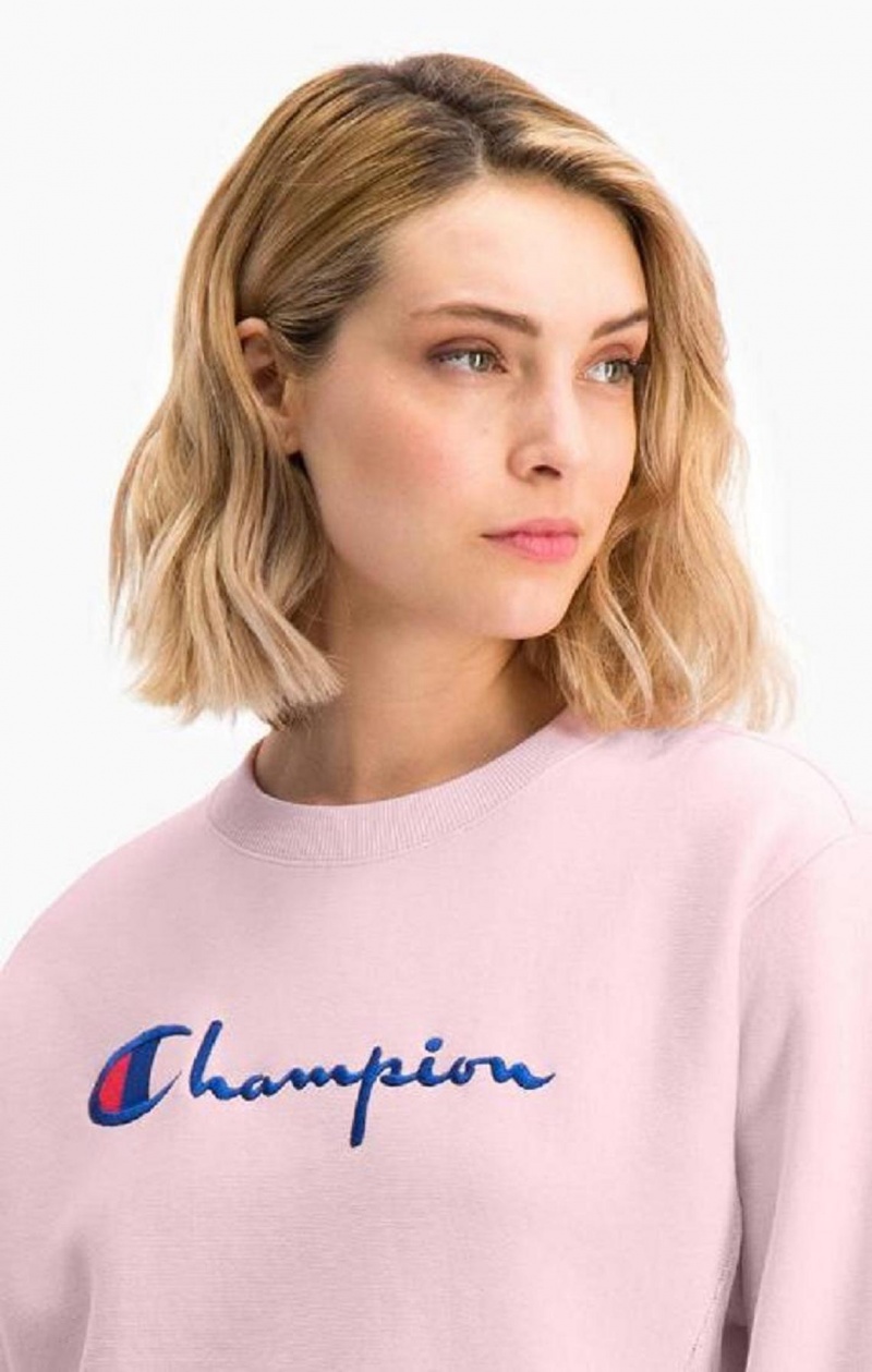 Sudaderas Champion Script Logo Reverse Weave Sweatshirt Rosas | 5487-KONSU