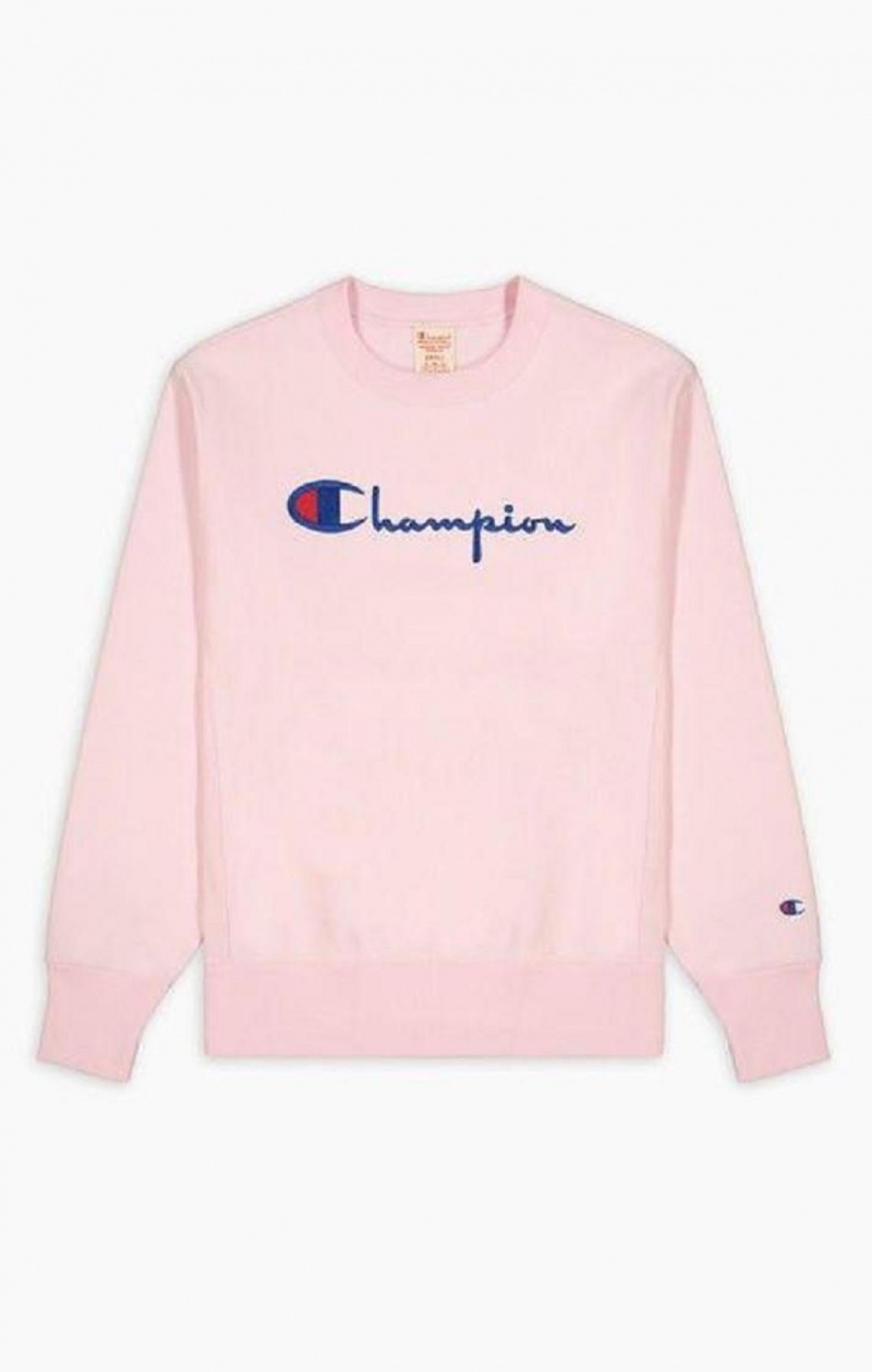 Sudaderas Champion Script Logo Reverse Weave Sweatshirt Rosas | 5487-KONSU