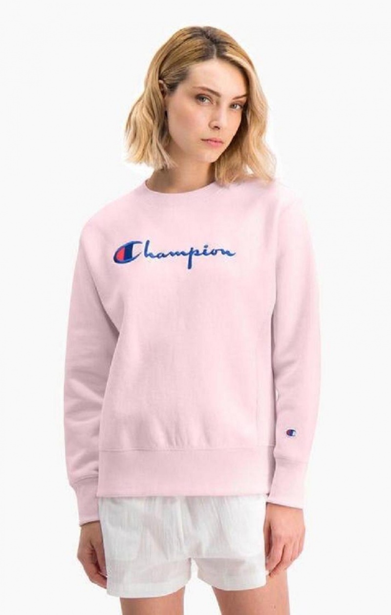 Sudaderas Champion Script Logo Reverse Weave Sweatshirt Rosas | 5487-KONSU