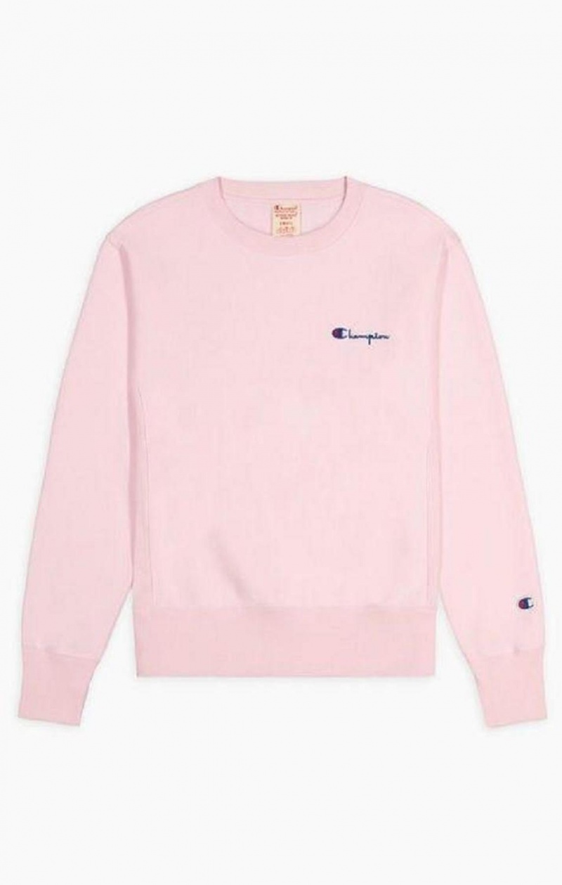 Sudaderas Champion Small Script Logo Reverse Weave Sweatshirt Rosas | 6480-JUAKN