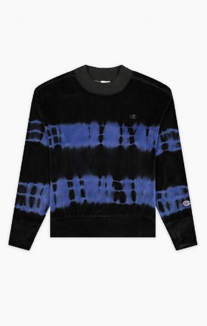 Sudaderas Champion Tie Dye C Logo Velour Sweatshirt Azules Oscuro | 5476-NYRLK