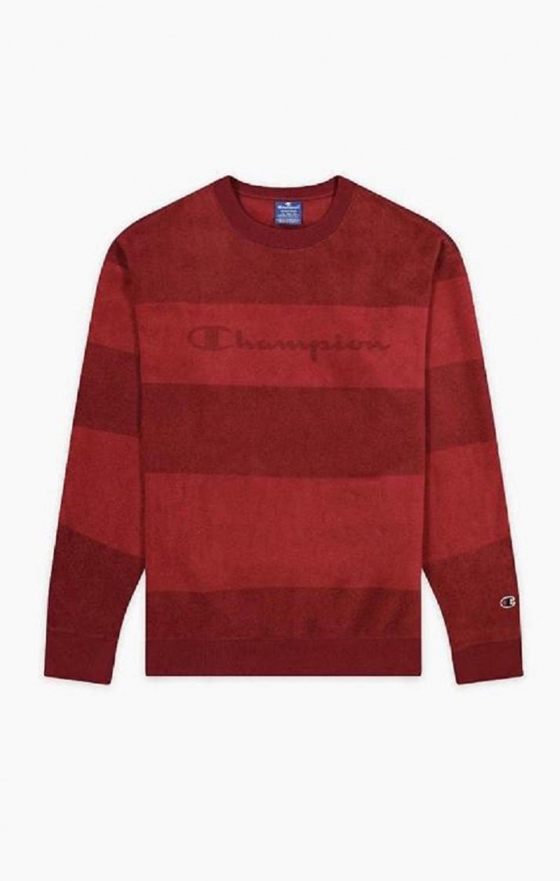 Sudaderas Champion Tonal Stripe Script Logo Fleece Sweatshirt Burdeos | 6028-OPLXZ