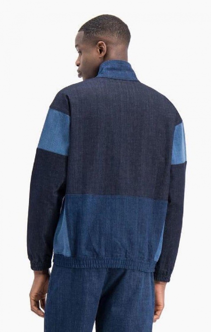 Sudaderas Champion Zip-Up Denim Patchwork Sweatshirt Turquesa Azules | 0581-PDHBR