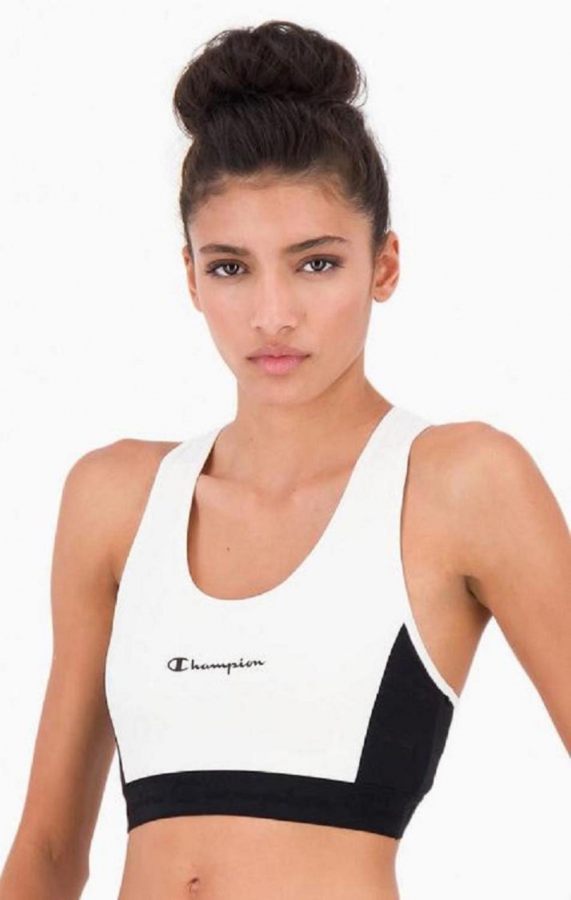 Sujetador Deportivo Champion Embossed Logo Tape Sports Bra Blancas | 9602-JTNSK