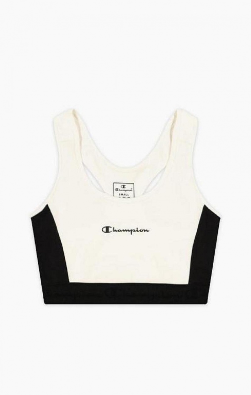 Sujetador Deportivo Champion Embossed Logo Tape Sports Bra Blancas | 9602-JTNSK