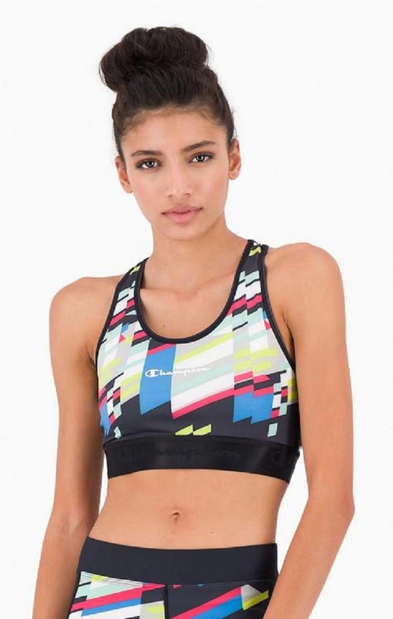 Sujetador Deportivo Champion Embossed Logo Tape Sports Bra Negras | 1257-HDUCR