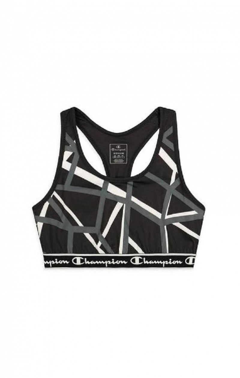 Sujetador Deportivo Champion Geometric Print Sports Bra Negras | 3467-IWREY