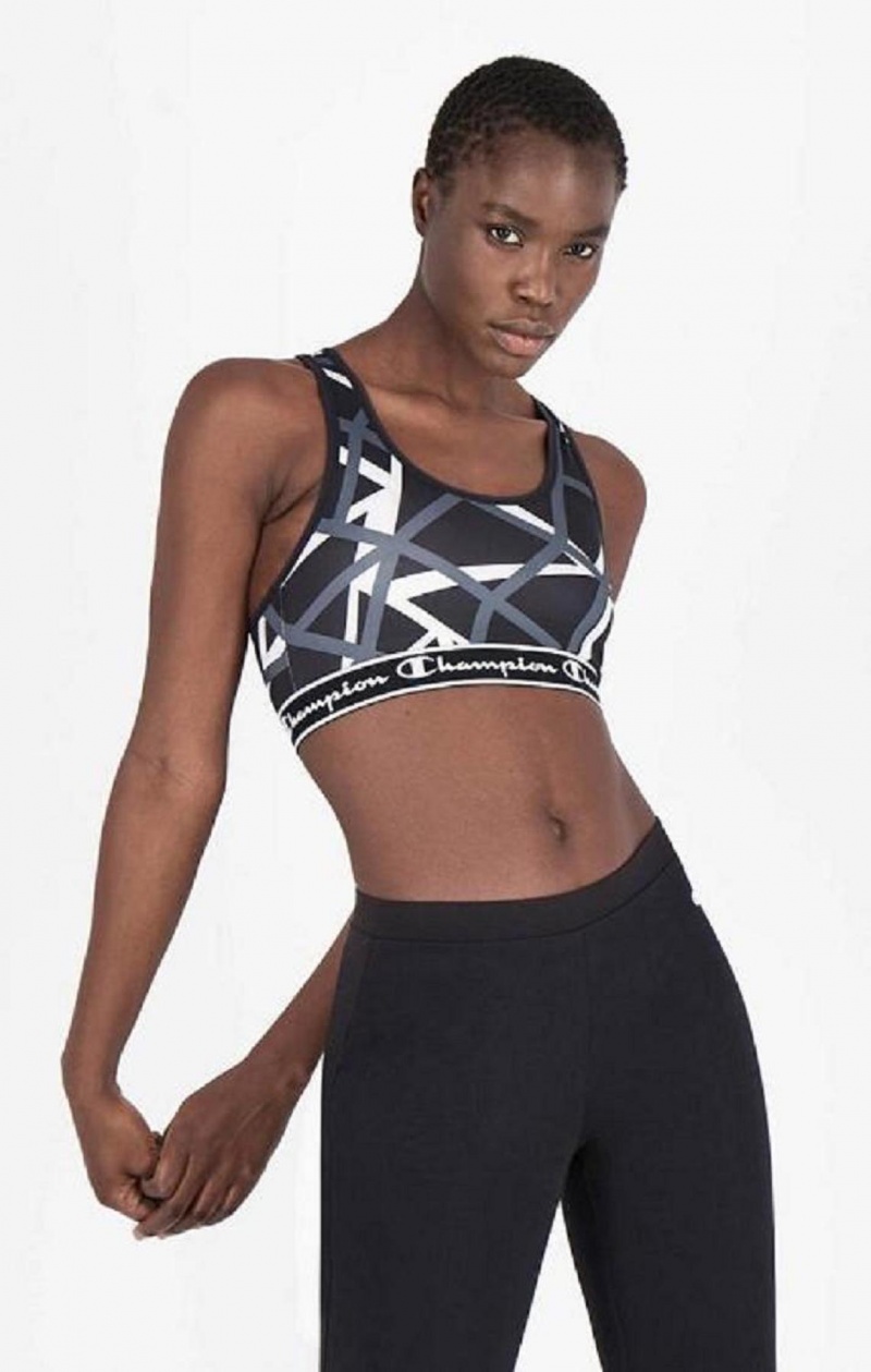 Sujetador Deportivo Champion Geometric Print Sports Bra Negras | 3467-IWREY