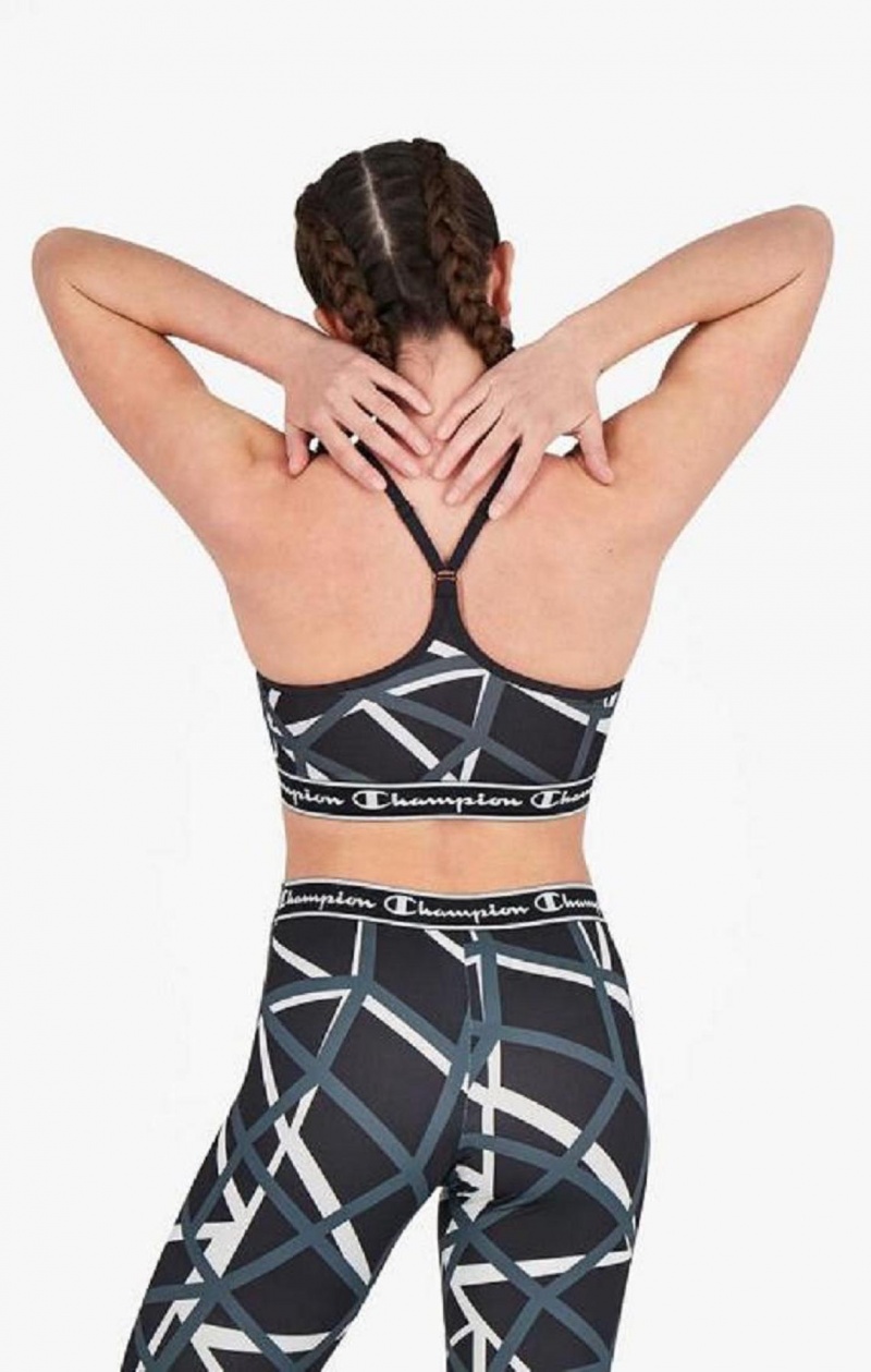 Sujetador Deportivo Champion Geometric Print Sports Bra Negras | 4891-TCNRF