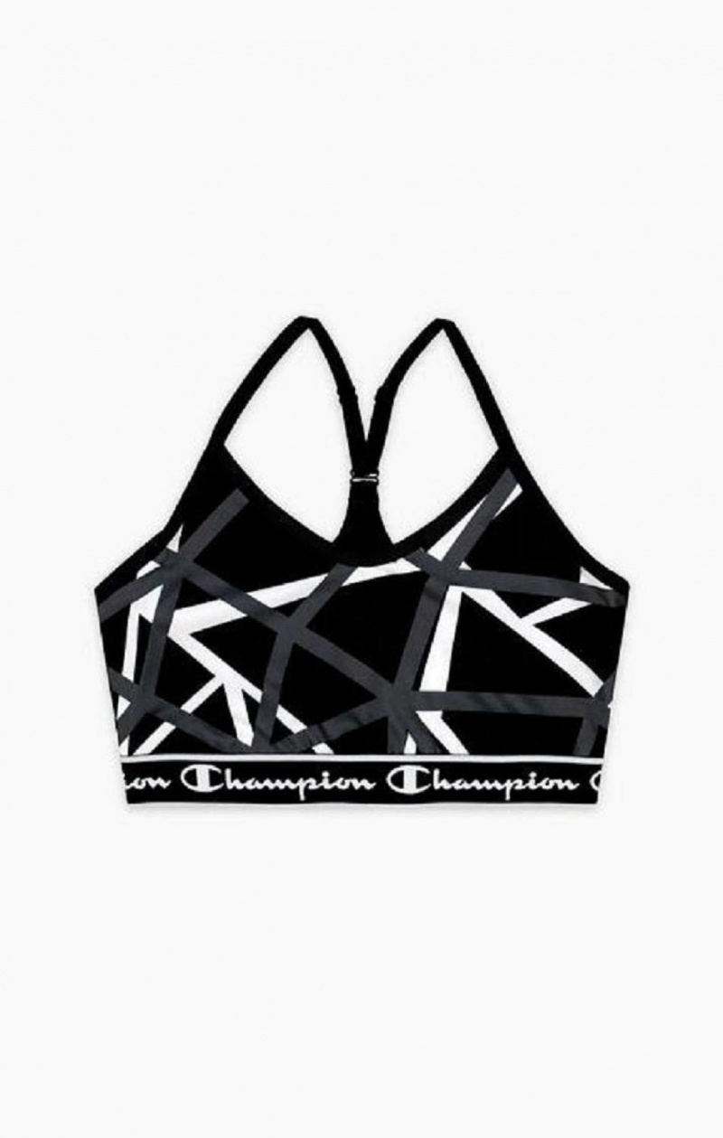 Sujetador Deportivo Champion Geometric Print Sports Bra Negras | 4891-TCNRF