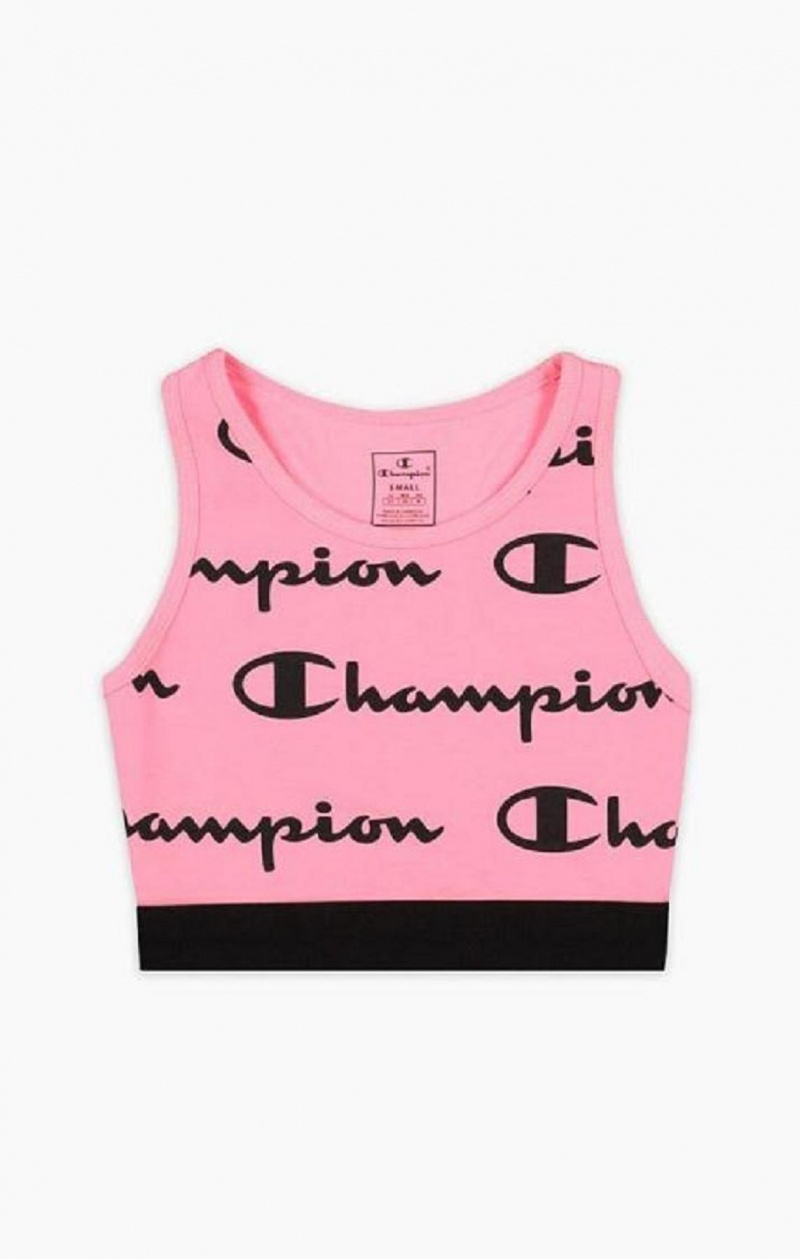 Sujetador Deportivo Champion Script Logo Print Racer Back Sports Bra Fucsia | 8247-OFTXR