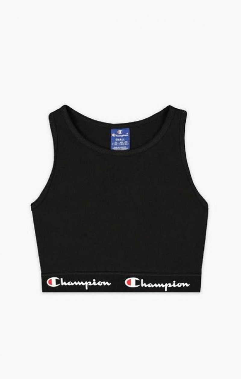 Sujetador Deportivo Champion Script Logo Cintura Racer Back Sports Bra Negras | 1706-VUCHG