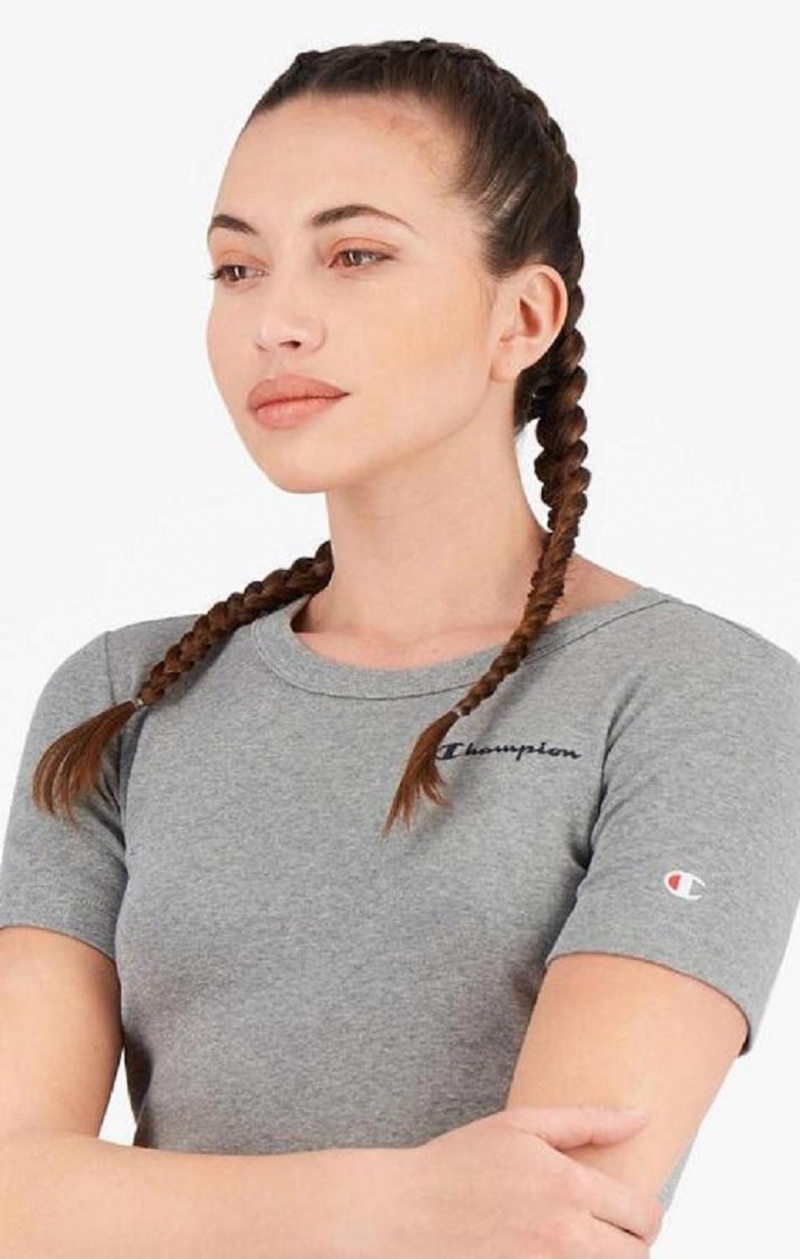 Vestido Champion Acanalado Script Logo T-Shirt Vestido Gris Claro | 2795-NIEYF