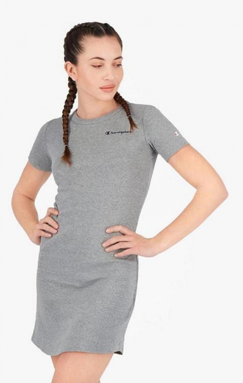 Vestido Champion Acanalado Script Logo T-Shirt Vestido Gris Claro | 2795-NIEYF