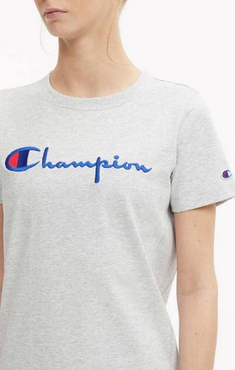 Vestido Champion Script Logo Midi T-Shirt Vestido Gris Claro | 0847-BXRGL