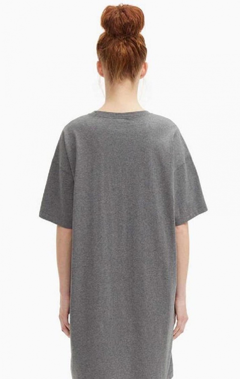 Vestido Champion Small Script Logo Oversized T-Shirt Vestido Gris Oscuro | 8520-YXRBU