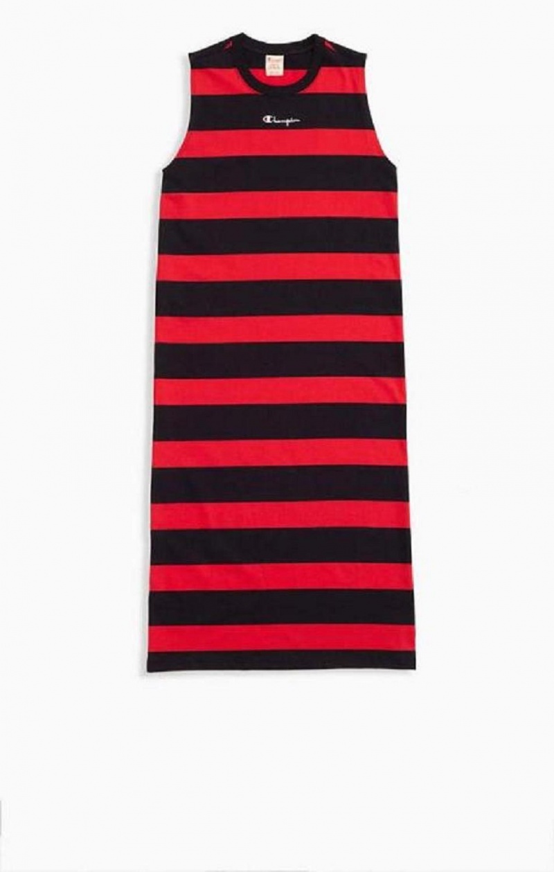 Vestido Champion Stripe Tank Jersey Maxi Vestido Rojas Negras | 5793-YCUQA