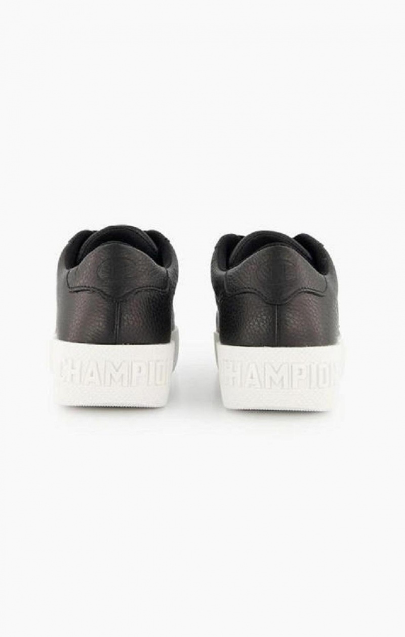 Zapatillas Champion C Logo Textured Cuero Plataforma Trainers Negras | 8725-HTGRF