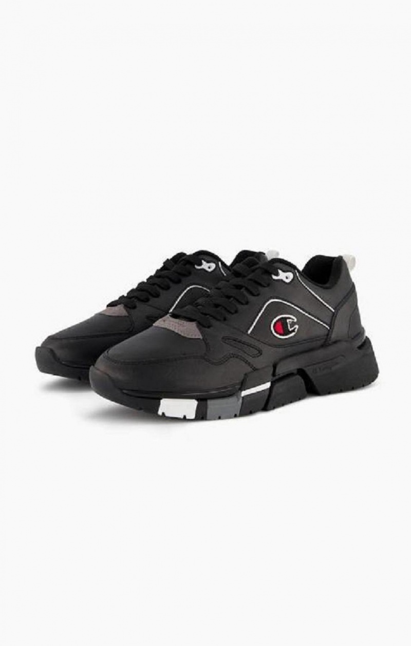 Zapatillas Champion Lander Cuero Trainers Negras | 6374-AIKNF