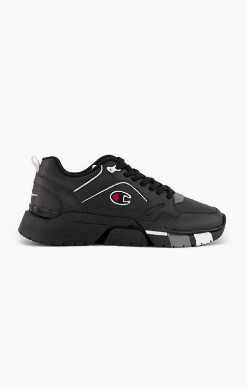 Zapatillas Champion Lander Cuero Trainers Negras | 6374-AIKNF